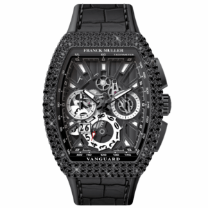 V45 Vanguard Chrono Grand Date Black Stainless Steel Black Diamonds Case Skeleton