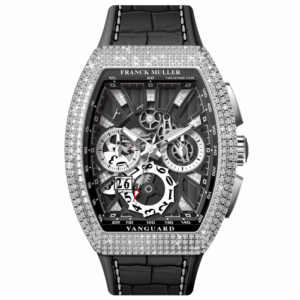 V45 Vanguard Chrono Grand Date Skeleton Stainless Steel White Diamonds Case and Index