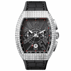 V45 Vanguard Chrono Classical White Diamonds Stainless Steel Case - Black