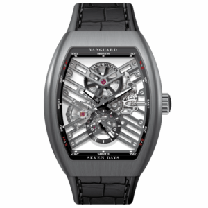 V45 Vanguard Brushed Titanium Seven Days Skeleton - Black