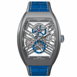 V45 Vanguard Brushed Titanium Seven Days Skeleton - Blue