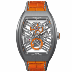 V45 Vanguard Brushed Titanium Seven Days Skeleton - Orange