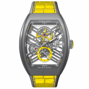 V45 Vanguard Brushed Titanium Seven Days Skeleton - Yellow