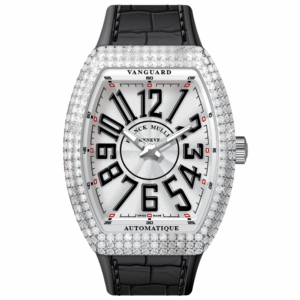 V45 Vanguard Slim Stainless Steel White Diamonds Case Black Numerals