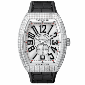 V45 Vanguard Slim Stainless Steel White Diamonds Case Black Numerals