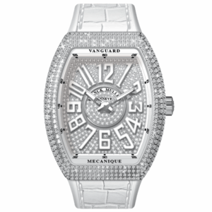 V45 Vanguard Slim Stainless Steel White Diamonds Case and Dial White Numerals - White