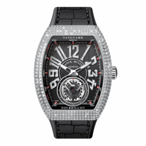 V41 Vanguard Tourbillon Stainless Steel White Diamonds Case and Numerals- Black