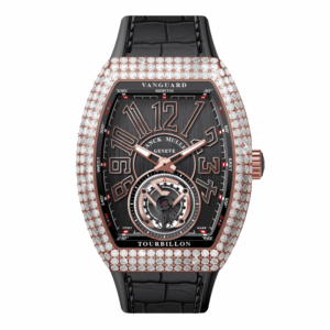 V41 Vanguard Tourbillon Rose Gold White Diamonds Case - Black
