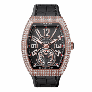 V41 Vanguard Tourbillon Rose Gold White Diamonds Case and Numerals - Black