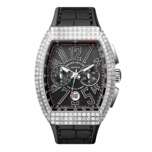 V41 Vanguard Chrono Stainless Steel White Diamonds Case - Black