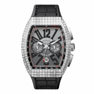 V41 Vanguard Chrono Stainless Steel White Diamonds Case - Black