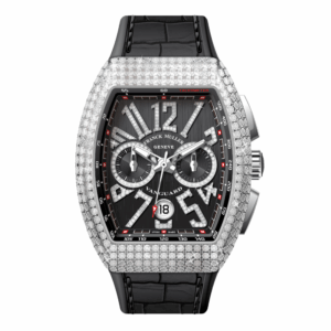 V41 Vanguard Chrono Stainless Steel White Diamonds Case and Numerals - Black