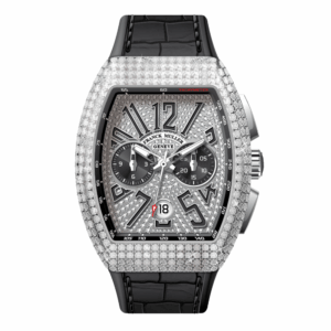 V41 Vanguard Chrono Stainless Steel White Diamonds Case and Dial - Black
