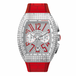 V41 Vanguard Chrono Stainless Steel White Diamonds Case and Dial - Red