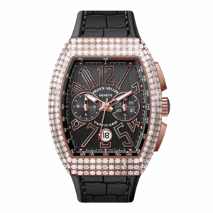 V41 Vanguard Chrono Rose Gold White Diamonds Case - Black