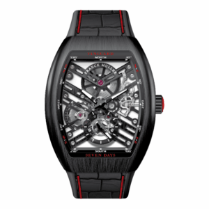 V41 Vanguard Seven Days Skeleton Brushed Black Titanium - Red