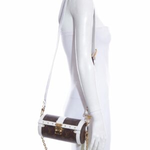 LV White & Brown Papillon Trunk Handbag