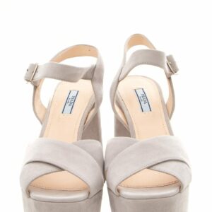 Prada VEIRNECE Dove Grey Heels SZ 39