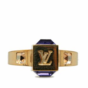 Gold LV Crystal Gamble Cocktail Ring