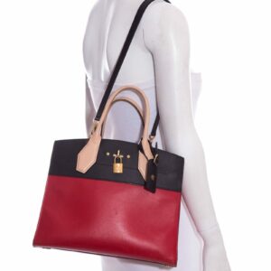 LV Red City Steamer MM Handbag