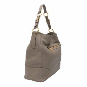 Gray Prada Leather Hobo Tote Bag