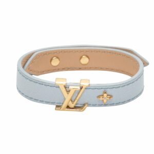 Light Blue LV Leather Logo Bracelet
