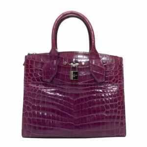 Purple LV Crocodile City Steamer MM Handbag