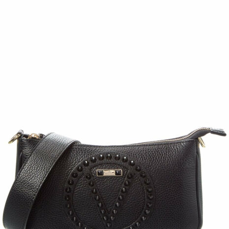 Valentino By Mario Valentino Jeanette Rock Leather Shoulder Bag ONE SIZE Black