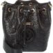 Valentino By Mario Valentino Jules Dollaro Monogram Leather Bucket Bag ONE SIZE Black