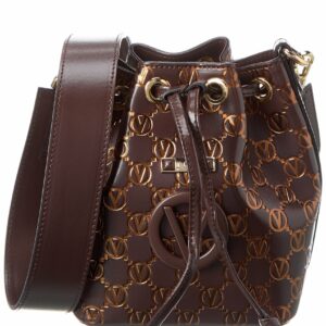 Valentino By Mario Valentino Jules Monogram Leather Bucket Bag ONE SIZE Brown Multi