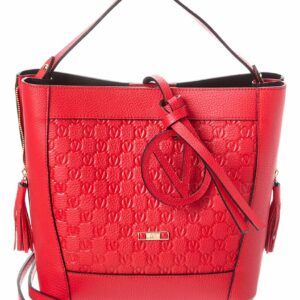 Valentino By Mario Valentino Callie Medallion Leather Shoulder Bag ONE SIZE Red