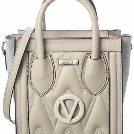 Valentino By Mario Valentino Eva Diamond Leather Tote ONE SIZE Grey Multi