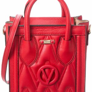 Valentino By Mario Valentino Eva Diamond Leather Tote ONE SIZE Red