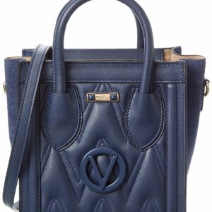 Valentino By Mario Valentino Eva Diamond Leather Tote ONE SIZE Blue