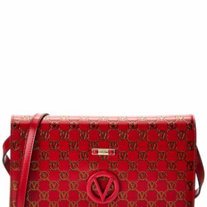 Valentino By Mario Valentino Lena Monogram Leather Shoulder Bag ONE SIZE Red