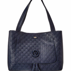 Valentino By Mario Valentino Ollie Dollaro Monogram Leather Tote ONE SIZE Blue