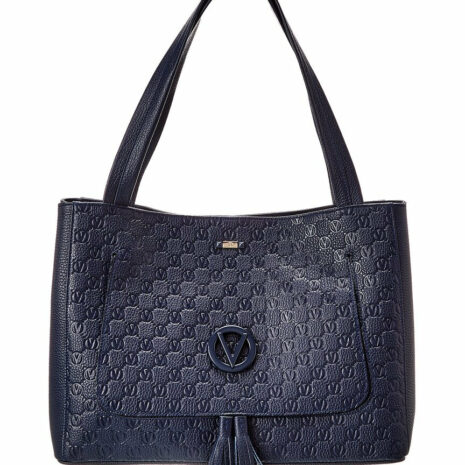 Valentino By Mario Valentino Ollie Dollaro Monogram Leather Tote ONE SIZE Blue