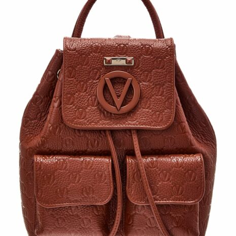 Valentino By Mario Valentino Abraham Dollaro Monogram Leather Backpack ONE SIZE Cinnamon