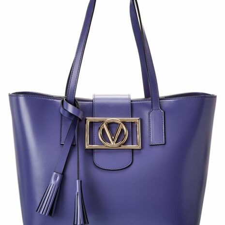 Valentino By Mario Valentino Marion Super V Leather Tote ONE SIZE Blue