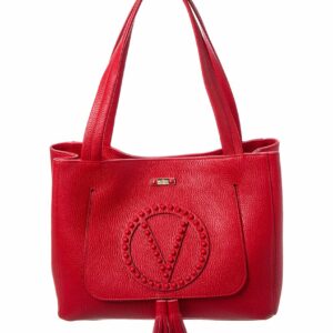 Valentino By Mario Valentino Estelle Rock Leather Tote ONE SIZE Red