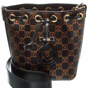 Valentino By Mario Valentino Jules Monogram Leather Bucket Bag ONE SIZE Black