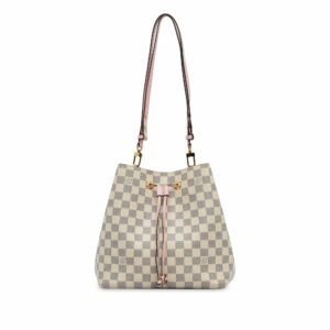 White LV Damier Azur Neonoe Bucket Bag