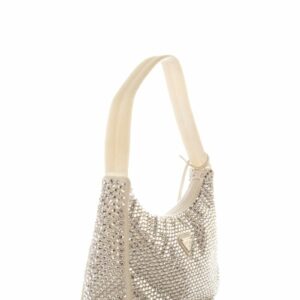 Prada White 2021 Crystal Re-edition 2000 Mini  Handbag