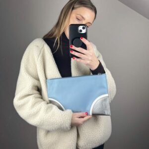 Prada Saffiano Leather Blue Clutch Bag