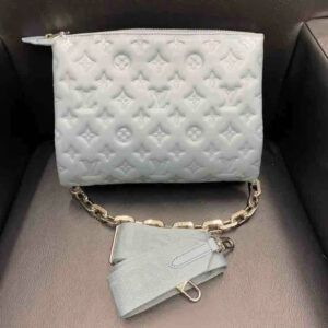 LV Coussin Bag Monogram Embossed, Blue, Lambskin