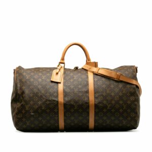 Brown LV Monogram Keepall Bandouliere 60 Travel Bag