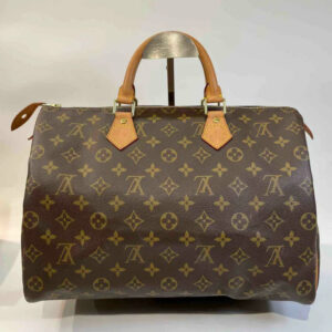 LV Monogram Speedy 35 Handbag, Brown, Coated Canvas