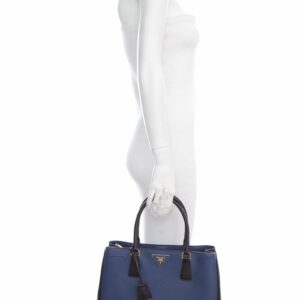 Prada Bi Color Black & Blue Galleria Saffiano Leather Handbag