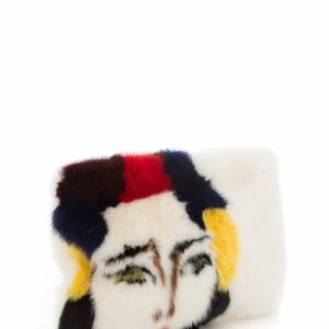 Prada Multicolor Mink Face Print Clutch