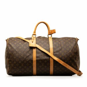 Brown LV Monogram Keepall Bandouliere 55 Travel Bag